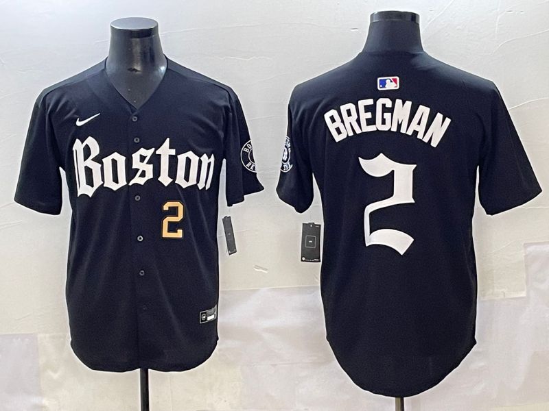 Men 2025 Boston Red Sox 2 Bregman Black Five generations Joint Name Nike MLB Jersey style 9